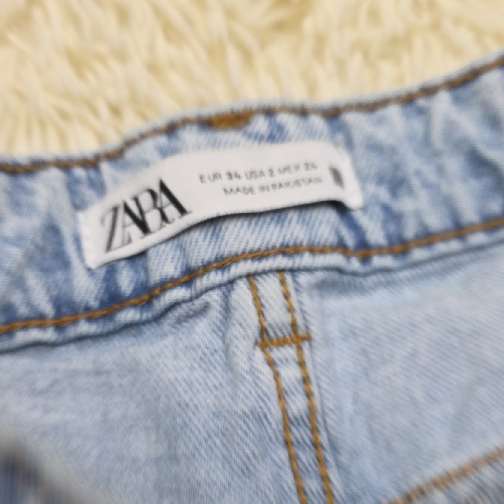 Zara Light Blue Straight Leg Jeans - Picture 6 of 9